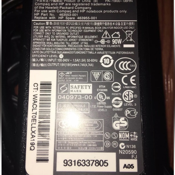 HP OEM 463553-001 Laptop Notebook Power Cable Adapter Plug - Picture 2 of 2